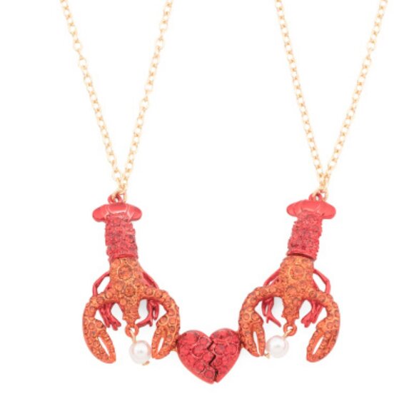 BETSEY JOHNSON Mermaid Jewels Matching Red Lobsters Friendship Necklace Set - Picture 3 of 11